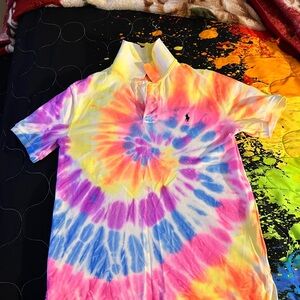 Big Boy’s Neon Rainbow Tie Dye Polo Shirt by Ralph Lauren!